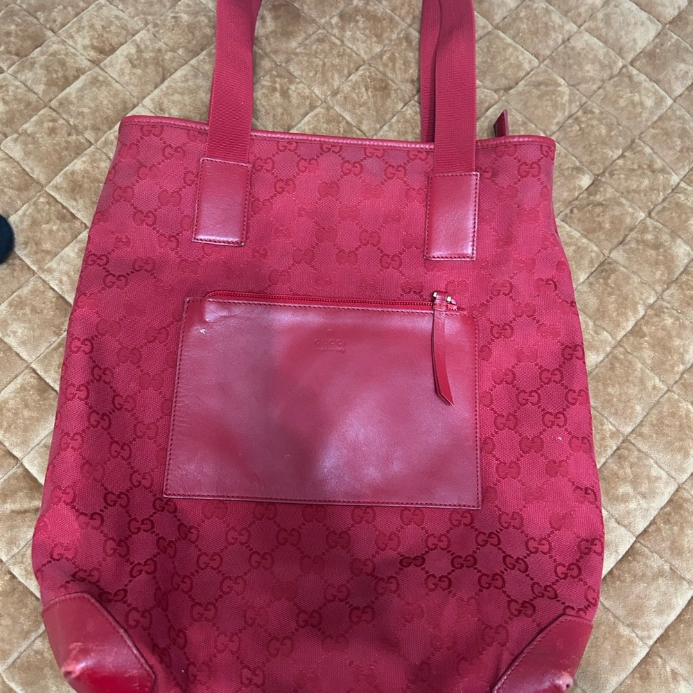 Gucci Red Quilted Tote Bag